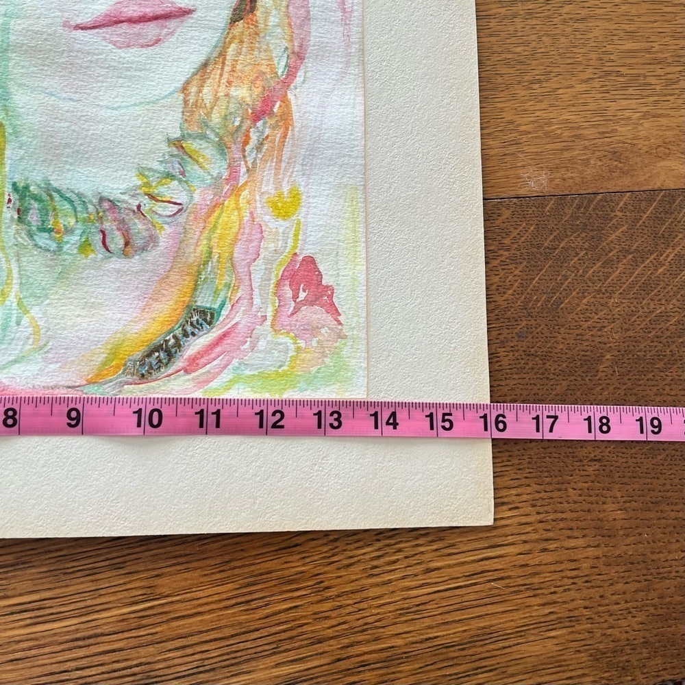 Watercolor Portrait Boho Girl Woman Signed Ester L Felix Dated 1991 Boston - Picture 8 of 10